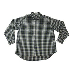 Wrangler Shirt Mens XL Green Plaid Rugged Wear Long Sleeve Outdoors Casual Work